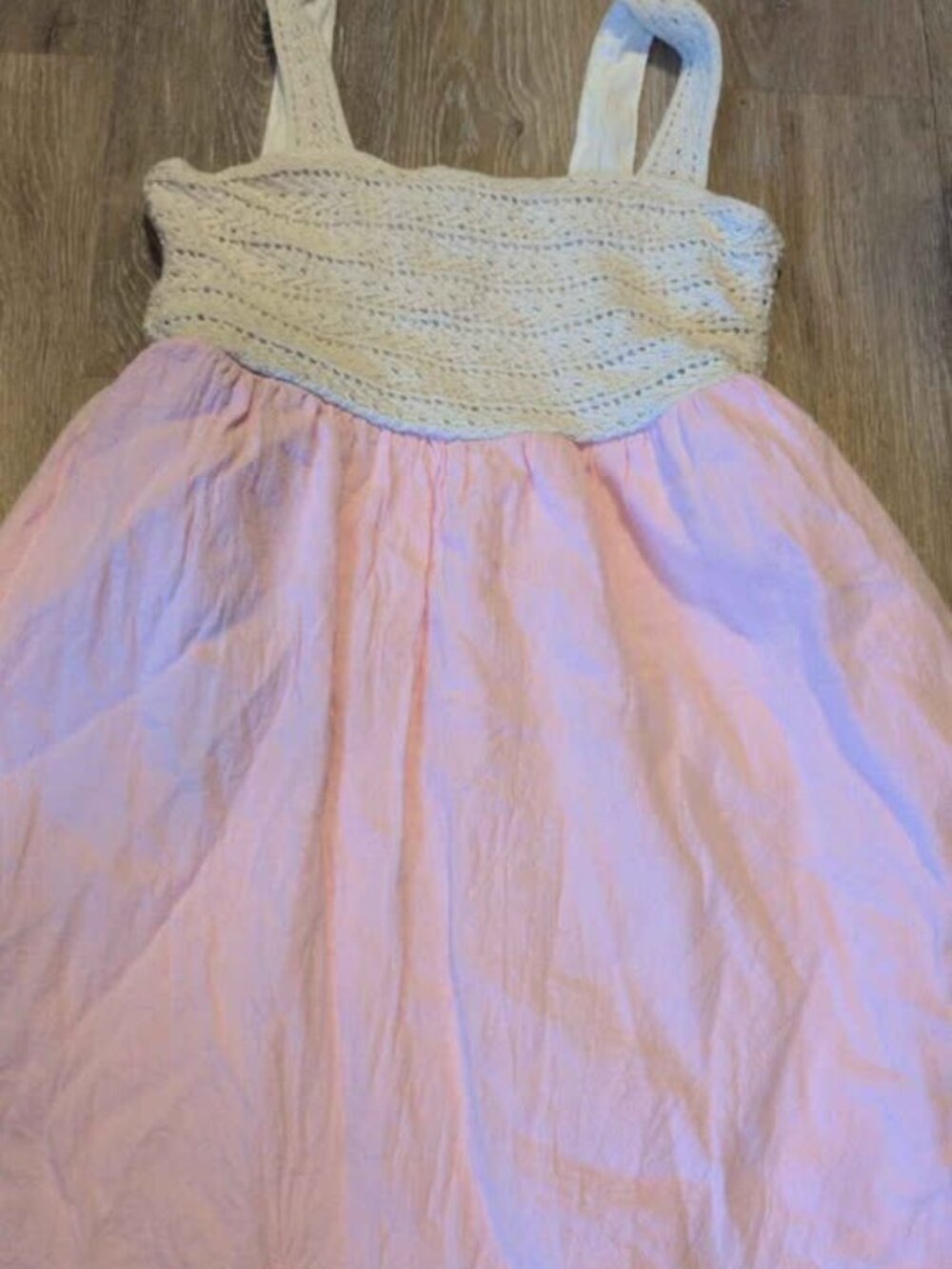 Abercrombie Kids Pink and White Crochet Top Dress Size 13/14